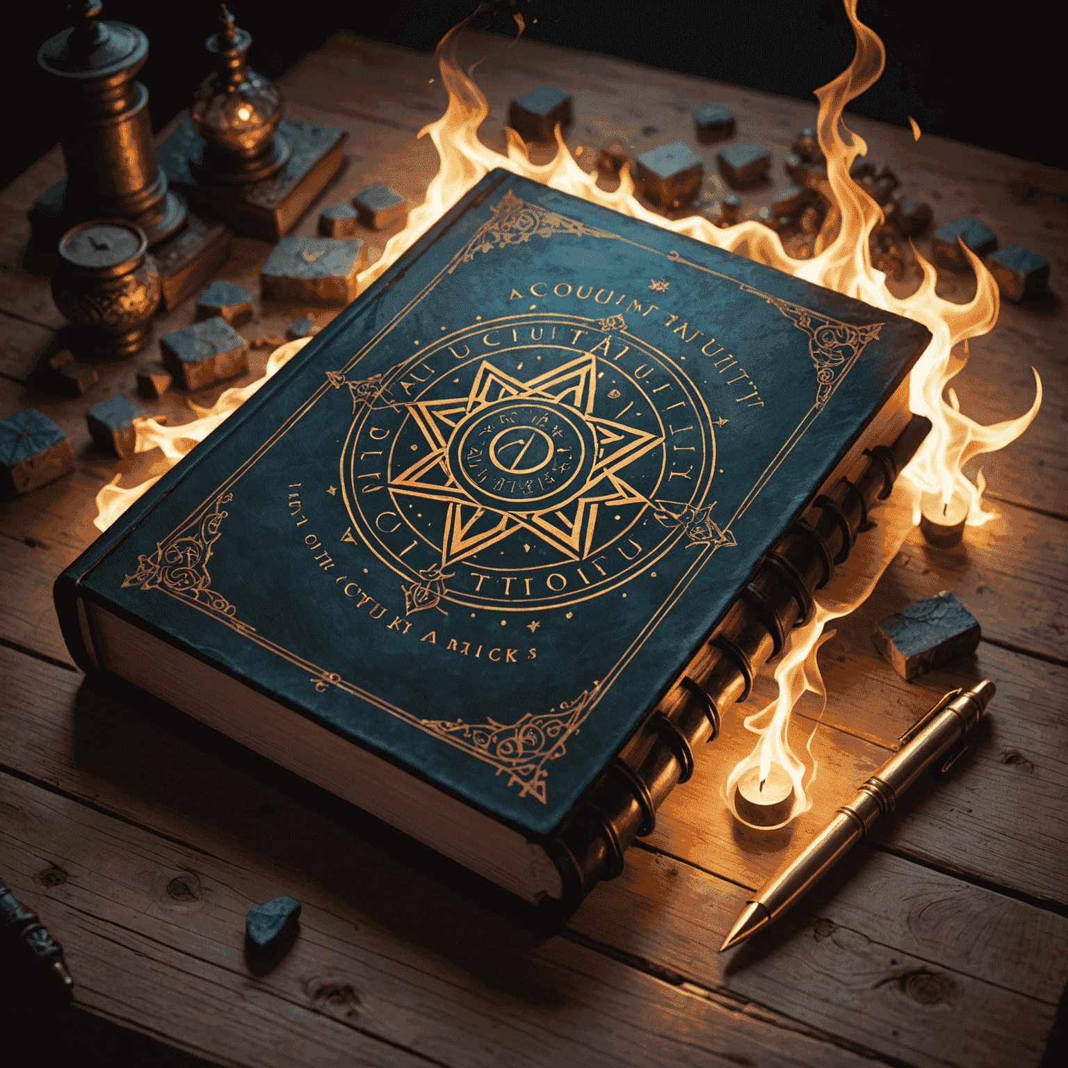 AccountAudacity logo featuring a magical spell book with glowing runes